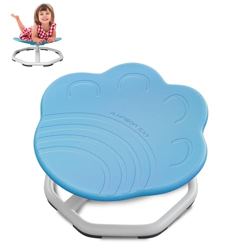 OCPO HOME Silla Giratoria Sensorial para Niños, Carrusel Autista Niños, Sensorial Giratoria Autismo, Asiento Giratorio de 360°, Coordinación y Equilibrio Físico (Pata de Gato, Azul)