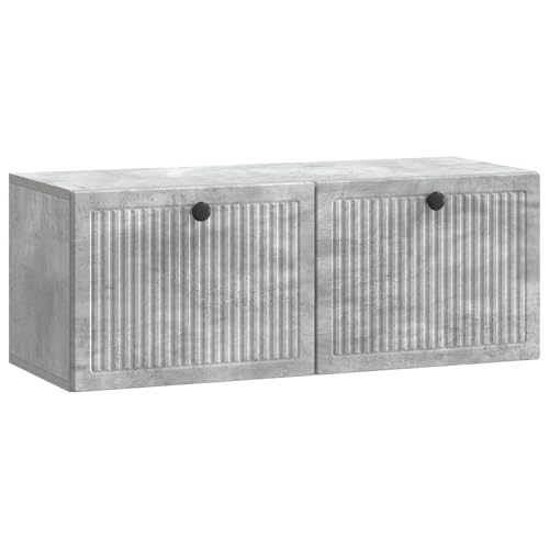 VIHHQGC Meuble TV mural gris béton 78,5 x 31 x 30 cm, meuble TV design minimaliste avec beaucoup d'espace de rangement, construction en aggloméré, portes à...