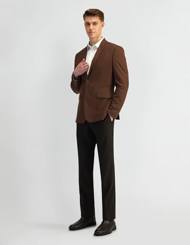 Image of Arrow Knitted Textured Pattern Mens Blazer with Three Pockets and Double-Vented Back Hem Single Breasted Blazer