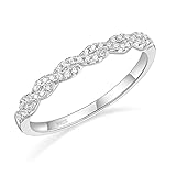 EAMTI 925 Sterling Silver Wedding Band for Women Cubic Zirconia Twisted Rope Half Eternity Band Ring Size 6