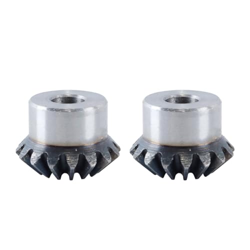 Alide 2-teiliges Kegelrad, 16 Zähne, 8 mm Wellenloch, 1:1 konisches Kegelrad, Kettenrad, 45 Stahl, 1,5 Modul, 90 ° Lenkrad mit für Hardware, mechanisch