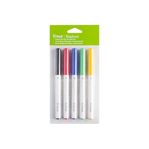 Stylos à Pointe Fine Cricut Classics Pointe de 0.4mm Sans Acide Boîte de 5 Feutres