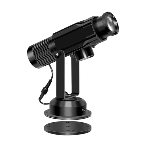 Image of Laulgpoha 30W Logo GOBO Projector, HD LED Light for Business, Dual Cooling System, with Free Glass Lens, Round Metal Projector Base and Remote Control, Rotational, for Indoor Use