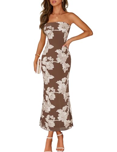 Image of MEROKEETY Women's Summer Floral Wedding Guest Cocktail Maxi Dress