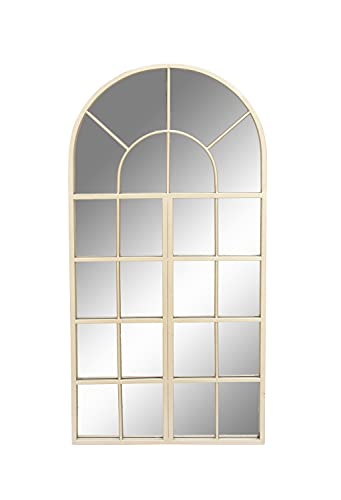Deco 79 Metal Window Pane Inspired Wall Mirror With Arched Top, 24" X 1" X 48", White #TOP5