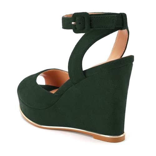 Image of Women's Dressy Platform Wedge Sandals Gold Wedges Peep Toe Patent High Heels Slingback Heeled Comfortable Ankle Strap Shoes