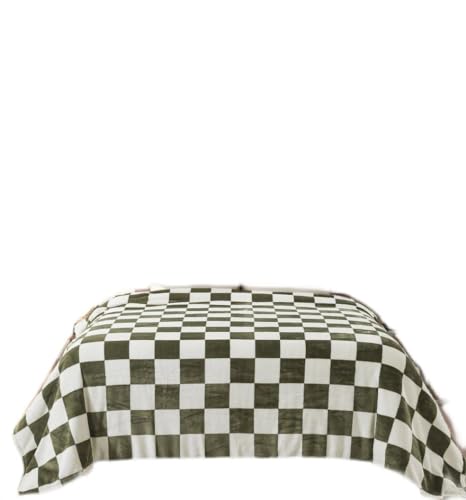 HOZY Checkerboard Checkered Fleece Throw Blanket, Checkered Plaid Flannel Blanket