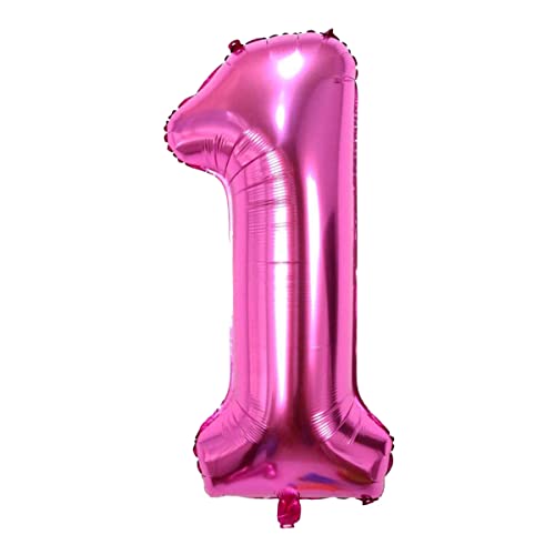 Image of Pink 32 Inches 1 Numbers Shape Large Big Foil Helium Balloons For Party Decorations In Happy Birthday Anniversary Office Items Materials Set Pack, Pack Of 1