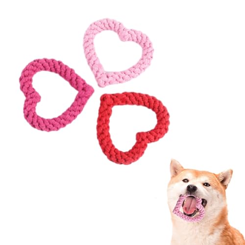 Awpland Dog Rope Toys with Heart Shape, Indestructible Dog Squeaky Toy to Keep Them Busy, Durable Plush Interactive Puppy Toys for Small Medium Large Dogs