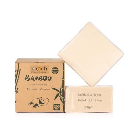 LEKOCH 200 pcs Eco-Friendly Bamboo Cocktail Napkins Cover
