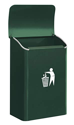 Arregui M283313 E6103 Wandmülleimer aus Stahlt, Für Garagen, Portalen und Innenräumen, 18L, Grün, 42,5 x 27,5 x 15,5 cm