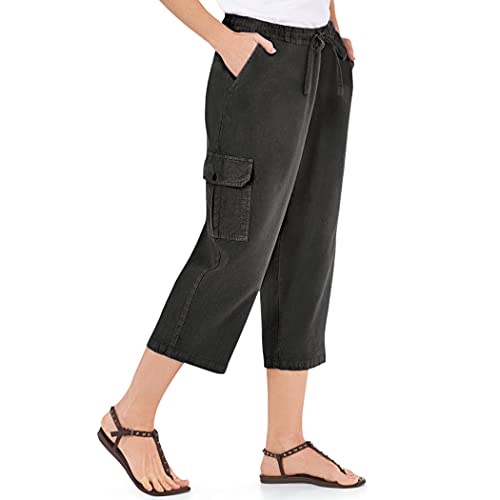 Collections Etc Elastic Waist Cargo Pocket Capri Pant2