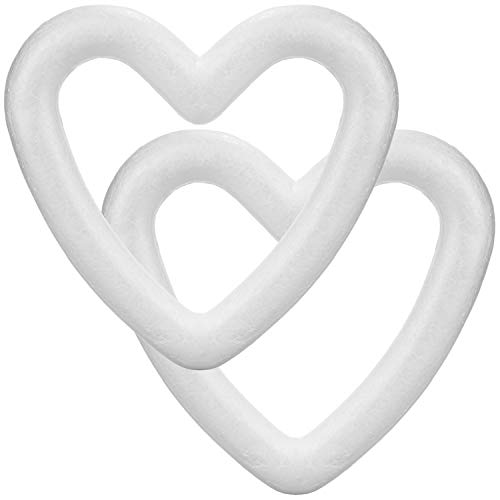 com-four® 2X Cœur d'artisanat avec cœur en polystyrène - Kit d'artisanat en polystyrène en Forme de cœur - polystyrène (2 pièces - Coeur Ouvert)