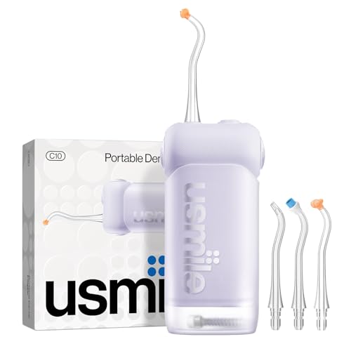 usmile C10 Portable Water Flosser for Travel 95-Day Battery 4 Modes 360 Nozzle 180ml Tank IPX7 Waterproof Dentist-Recommended for Braces Implants & Sensitive Gums(Purple)