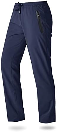 Boladeci Mens Workout Pants Lightweight Quick Dry Breathable Elastic Waist with Drawstring Athletic Jogger Travel Fishing Hiking Pants Navy Blue 34