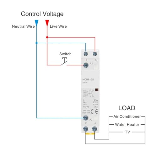 Contacteur modulaire HCH8-25 4P 25A 4NO AC110V pour rail DIN - 4
