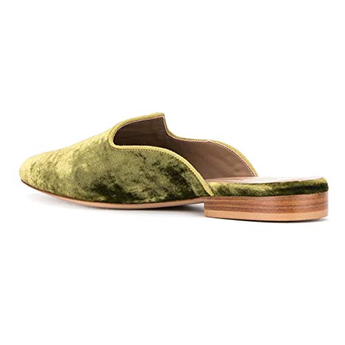 Ydn Women Low Heel Comfort Pumps Slip On Mules Slide Sandals Pointed Toe Flats Loafers Backless Slipper Shoes Size 8 Green Velvet #TOP2