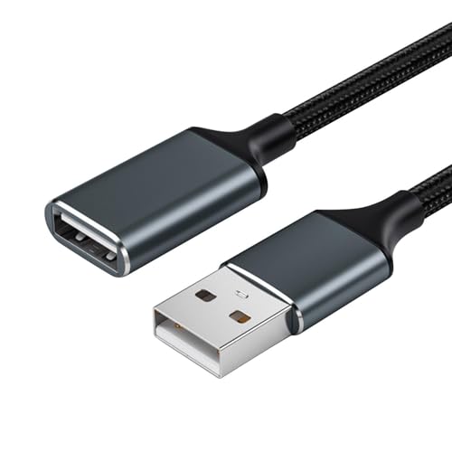 Extensión de cable USB, cable de extensión USB 3.0 macho a hembra, nailon compatible con cámara web, teléfono, mouse, teclado, impresora, disco duro, auriculares