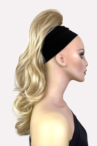 Extension cheveux queue de cheval longue ondulée postiche blond cendré 613T24