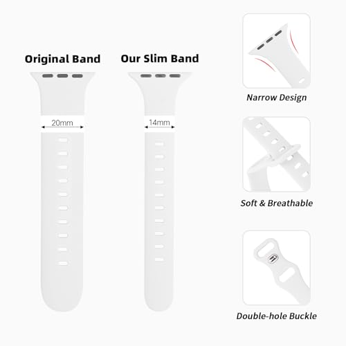 Image of Thin Silicone Band Compatible with Apple Watch 41mm 38mm 40mm 46mm 45mm 42mm 44mm, Slim Narrow Replacement Sport Strap Wristband for iWatch Series 11 10 9 8 7 6 5 4 SE Ultra 3 2 1 Women Men