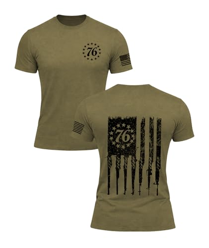 KESIHAN Men's Patriotic American 1776 Rifle Flag Graphic Tee 4th of July Shirt Gym Muscle T-Shirt for Men