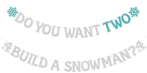 Do You Want Two Build A Snowman? Banner - Frozen 2nd Birthday Party Decorations In Two the Unknown Decor Winter Wonderland Birthday Decor for Boys/Girls
