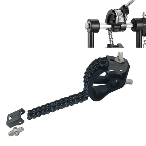 TUOREN Bass Drum Foot Pedal Chain Sprocket Cam Bracket Parts Double Chain Drive Connector Device Assembly Bass Kick Drum Pedal Replacement Parts Black