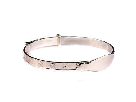 Brazalete de plata expandible para niños con oso de peluche el regalo ideal talla L