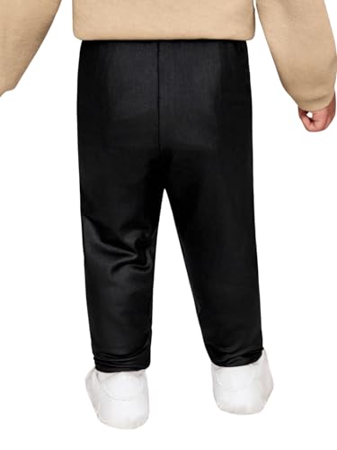 Floerns Girls and Toddlers' Classic Solid Footless Tights Leggings PU Leather Pants2