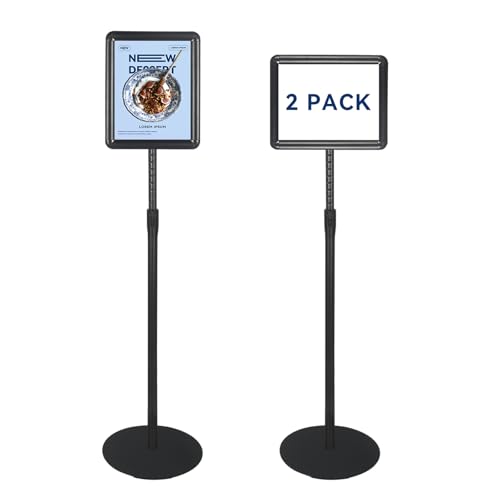2PACK Sign Stand Holder 8.5×11-Inch Adjustable Floor Standing Poster Stand with Heavy Duty Base for School Church Business Show,Black