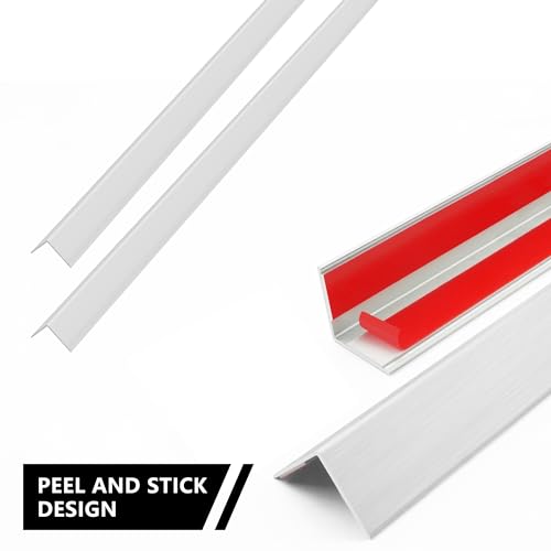 Image of 2pcs 57 inch L*1.42 inch W Aluminum Self-Adhesive Wall Corner Protectors, Wall Furniture Bumper, Safety Baby Proofing Corner Cushion Table Edge, Wide Coverage and Easy to Install - Silver