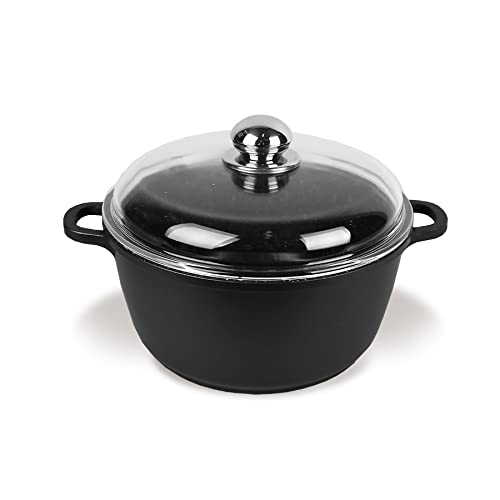 Olla de aluminio con revestimiento de granito MR-4620C de alta resistencia y diseño negro