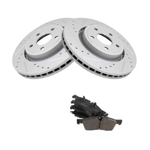 WOLWGTU Front Side Drilled Slotted Semi-Metallic Coated Kit Replacement Disc