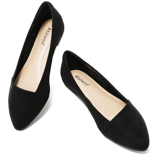 Ataiwee Women's Wide Width Flat Shoes for Casual Dress Cozy Slip-On Ballet Flats
| Ataiwee Women's Classic Wide Width Pointed Suede Slip-On Flats
| Ataiwee Women's Cozy Wide Width Flat Shoes Soft Pointed Ballet Flats