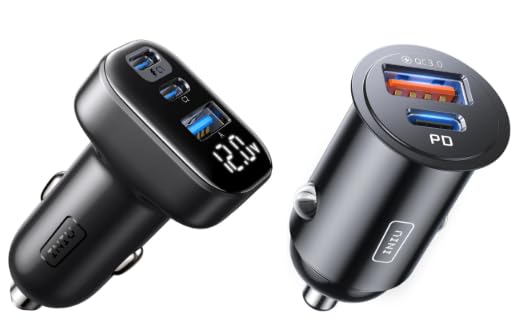 INIU Cargador Coche Carga Rápida 90W+Cargador de Coche 60W