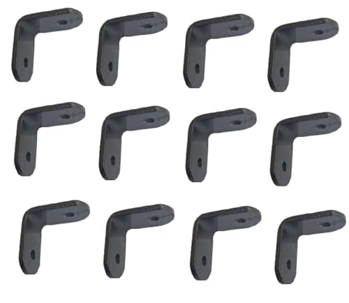 Image of Q1 Beads 12 Pack Metal 1.5x1.5 inches Heavy Duty (3 mm) L Brackets Clamp Floating Bracket for Shelf - Right Angle Bracket for Wood Furniture & Metal,with 12 Screws (38x38mm, Powder Coated)