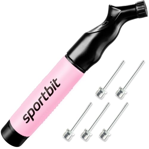 Image of SPORTBIT Ball Pump for Sports Balls - Push & Pull Inflating System - Hand Pump for All Exercise Balls - Volleyball Pump, Basketball Inflator, Football & Soccer Ball Air Pump - Goes with 5 Needles Set