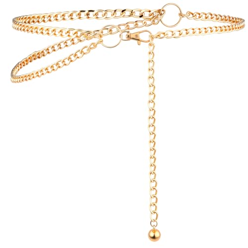 Waist Chain Belt for Women Multilayer Chain Belts Gold Metal Wais...