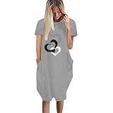 Sommermode für Damen, niedlicher Druck, lässiges Kurzarm-Rundhalskleid 899 halb von 3/4 Linien Moss Crepe Rundhals Strandkleider a-Linien cocoktailkleid