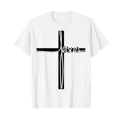 Religión, fe, y, jesucristo, símbolos Camiseta religiosa blanca de manga corta para hombres adultos, talla S, estilo religioso, estampado de letras cristianas