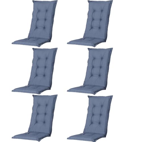 Madison 6er Set Hochlehner Auflagen, Bequeme und Stilvolle Gartenstuhlauflage für Holz-,Stahl-, Oder Kunststoffstühle, Sitzauflage -...