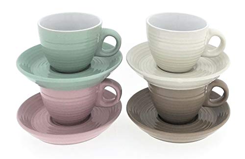 4er Set Espressotassen aus Porzellan einfarbig in 4 edlen Farben Tasse Becher Espresso Kaffee Bistro Gastro Event Küche Kantine