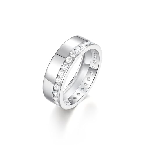 Tolldek Anillo de compromiso de platino PT950, pequeño y clásico, con moissanita, anillo de compromiso de platino, talla 60 (19.1)