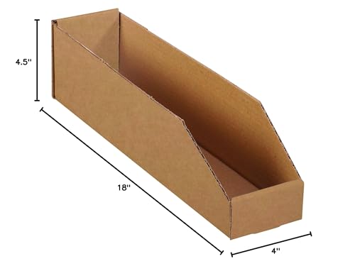Image of BOX USA BBINBWZ418K Open Top Bin Boxes, 4 inch x 18 inch x 4 1 /2 inch, Kraft (Pack of 50)