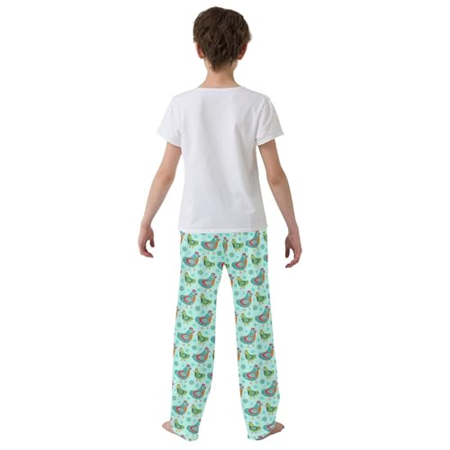 Cartoon Chicken Floral Boys Long Pants Soft Trousers Elastic Waist Kids Lounge Bottoms with Pockets S-XL3