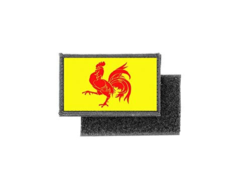 Patch écusson Drapeau Wallonie Wallon Belgique - Taille 5x8 Cm, Fixation Mâle/femelle, Impression Couleur