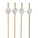 BambooMN 3.9" Decorative Dice Party End Bamboo Cocktail Fruit Sandwich Picks Skewers for Catered Events, Holiday's, Restaurants or Buffets Party Supplies, White, 100 Pieces