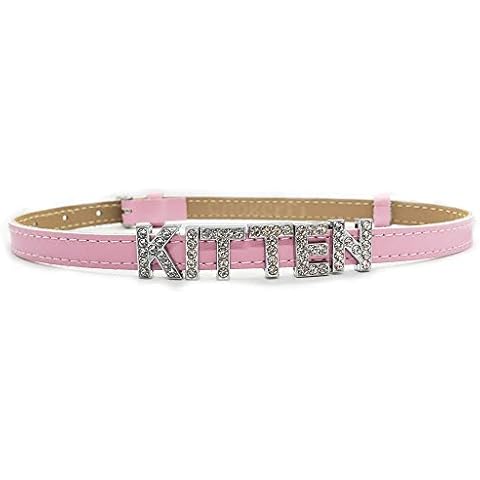 Pink Kitten Leather Collar Choker for Women Cute Kawaii Adjustable Necklace Cover