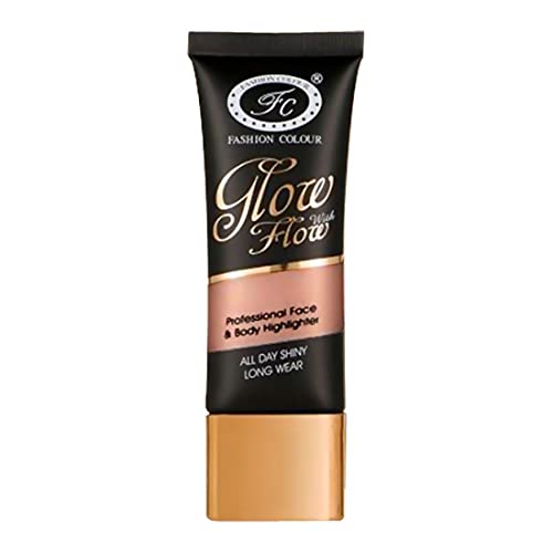 Image of FASHION COLOUR Glow with Flow Professional Face & Body Highlighter | All Day Shinny | Long Wear | Highlighter for Face & Body | Illuminating Liquid Highlighter with Dewy finish | 35ml | Shade 02