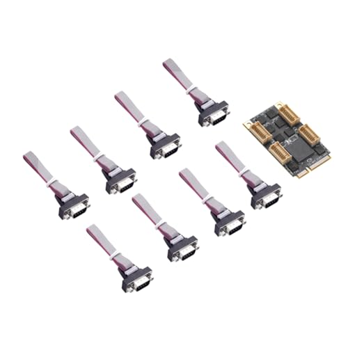 Hxhsgmeh Tarjeta Controladora Mini PCIE Express de 8 Puertos Serie, Adaptador Mini PCIe DB9 RS232, Tarjeta Mini PCI-e COM con Protección ESD de 15 KV
